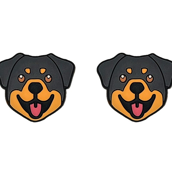 Rottweiler Rottie Dog Puppy Shoe Charms Handmade Set of 2 for Clogs Mules Shoes Sneakers Laces