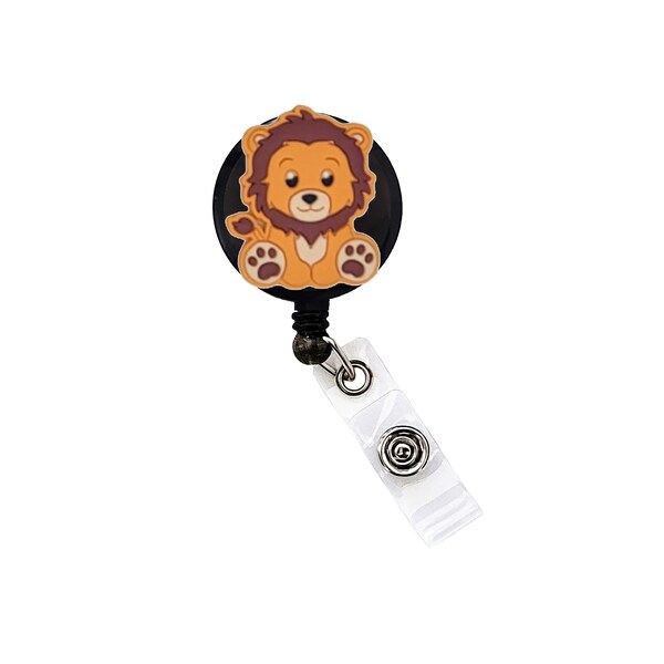 Lion Badge Reel Retractable Handmade ID Holder Funny Nurse Doctor CNA LPN Baby