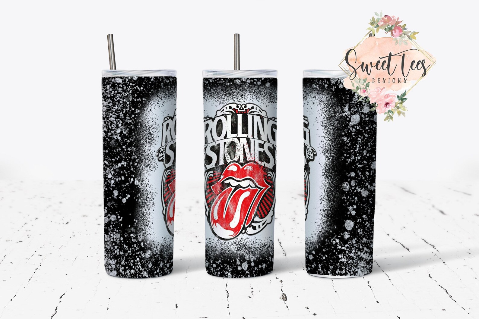 Rolling Stones bleached tumbler Rolling Stones rock band Etsy