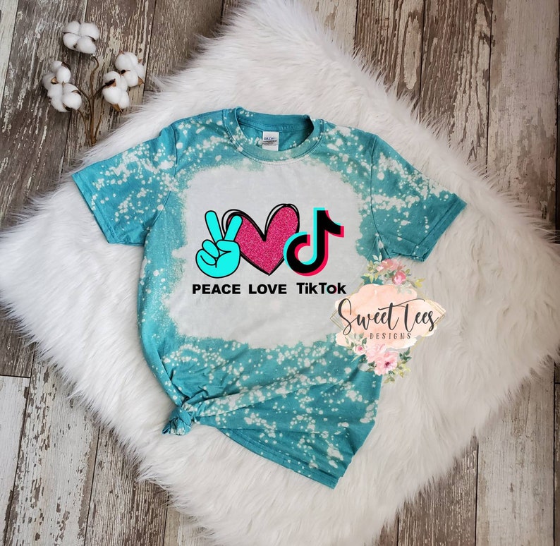 Social Media Funny Peace Love Tik Tok Sublimation Bleach Distressed Tee Reality Trending Free Shipping