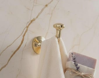Brass Hook For Doors & Bathrooms | Handmade Unlacquered Brass Wall Hook | Moroccan Towel Hook