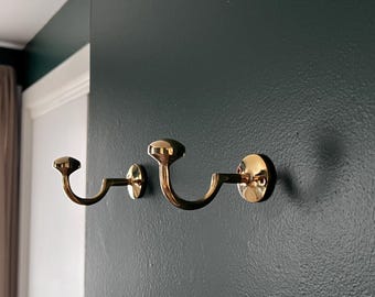 Handmade Brass Hooks, Minimalist Solid Brass Wall Hooks, Vintage Style Wall Hooks for Home Decor, Towel Hooks