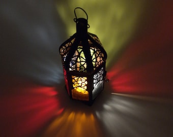 Moroccan Candle Lantern, Decorative Metal Hanging Lantern, Outdoor Patio Decor