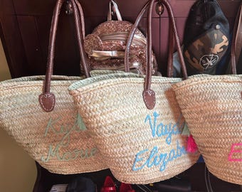 French Basket Gift for Her, Basket Gift for Him, Fruit Basket, Straw Bag, Wicker Market Bag, Grocery Market Bag