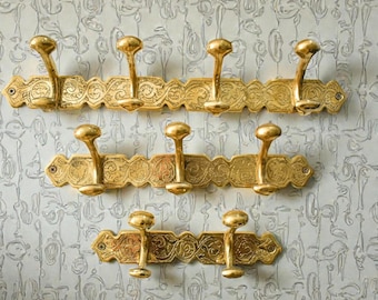 Solid Brass Hook, Vintage Antique Brass Wall Hook, Unlacquered Brass Clothes Hooks Holder, Handcrafted Wall Hanging Hook