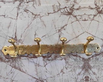 Solid Brass Hook, Vintage Antique Brass Wall Hook, Unlacquered Brass Clothes Hooks Holder, Brass Towel Hook