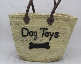 Custom Dog Bone Pet Name straw Toy Basket | Personalized Dog Toy Basket | Pet Toy Box | Dog Toy Storage | Gifts for Dogs | Dog Birthday