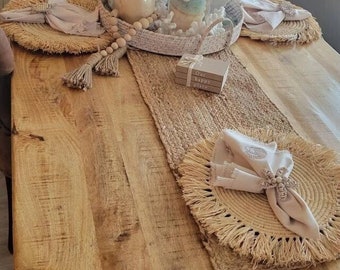 Set of 2 OR 4 OR 6 Natural Placemats, Boho Placemats, Fringe Handwoven Placemats, seagrass  Straw Placemats, Wicker Pads, coaster raffia