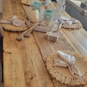 Set of 2 OR 4 OR 6 Natural Placemats, Boho Placemats, Fringe Handwoven Placemats, seagrass  Straw Placemats, Wicker Pads, coaster raffia