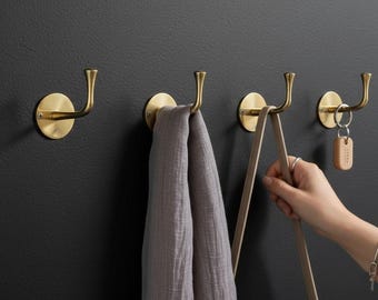 Handmade Brass Wall Hook – Minimalist Brass Coat Hook – Bathroom Towel Hanger – Solid Brass Hook