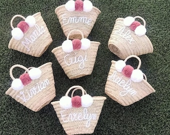 Flower Girl Baskets Personalized Party bridal handbag Gift Bag Bridesmaid Bag Gift Bag , Customized Basket, Embroidery Basket