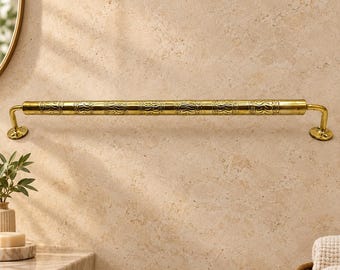 Handcrafted Engraved Solid Brass Towel Bar
