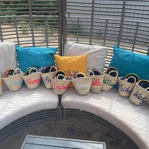 Bridesmaid Gifts Bag with Name, Personalized Straw basket, Wedding Tote Basket Gift, Customized Monogrammed Bag, Embroidery basket