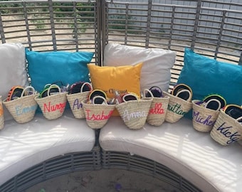 Bridesmaid Gifts Bag with Name, Personalized Straw basket, Wedding Tote Basket Gift, Customized Monogrammed Bag, Embroidery basket