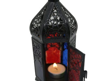 Vintage Candle Lantern, Moroccan Style Decorative Hanging Lantern, Metal Tabletop Lantern, Halloween Candle Holders for Outdoor Patio