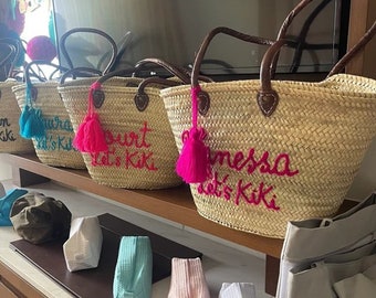 Customized Straw Bags Personalized WEDDING GUEST GIFT Monogrammed Bag Bridal Shower Bags, Custom Beach Bag, Straw Tote, Vacation Beach Bag