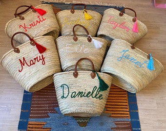Monogrammed baskets, Personalized Wedding gift, Customized bridal bags embroidered bags, bridesmaids gifts, personalized gifts