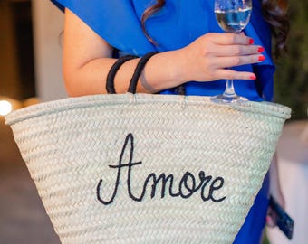 Personalised  Basket for bride, Bridesmaid Proposal Gift Bag, Custom beach bag gift for her, Girls Trip Bag, Tote Bags For Bridesmaid