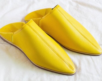 Moroccan Men's Slippers Babouche, Premium Yellow Moroccan Classic Pointed Toe Men Shoes Morocco, Traditional Leather Moroccan Shoes, ZIWANIA