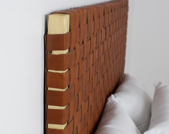 Wood & Leather Wall Mount Headboard – Queen/King Headboard Panel