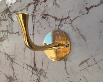 Moroccan Solid Brass Hook – Heavy Duty Wall Hook – Bathroom Towel Hook – Handmade Brass Hardware
