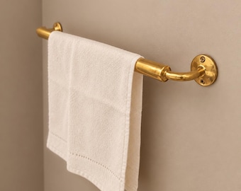 Handcrafted Solid Brass Wall-Mounted Towel Bar