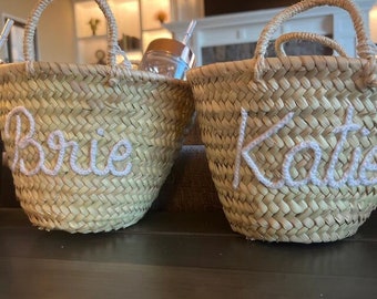 Customized Basket, Embroidery basket, Personalized bridal handbag Gift Bag Bridesmaid Bag Gift Bag Beach Tote Custom Gift Bag,