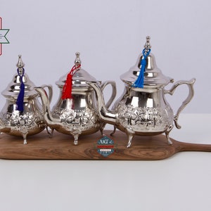 Moroccan Elegant handcrafted Alpaca Silver Qudsi Teapot from Fez /Moroccan Teapot /Authentic Silver teapot / Handmade Teapot from Morocco