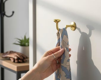 Handmade Brass Hooks, Minimalist Solid Brass Wall Hooks, Vintage Style Wall Hooks for Home Decor, Towel Hooks