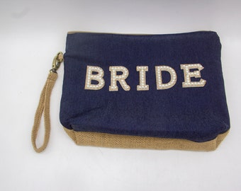 Personalized Bride Makeup Bag | Gift for Her | Bridesmaid Cosmetic Bag | Bridesmaid Proposal | Bridesmaid Gift  | Custom Bride Makeup Bag