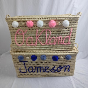 Personalized Wicker storage chest, toy trunk, wicker toy chest, rattan toy basket, Malle de rangement en osier Personnalisé
