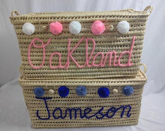 Personalized Wicker storage chest, toy trunk, wicker toy chest, rattan toy basket, Malle de rangement en osier Personnalisé