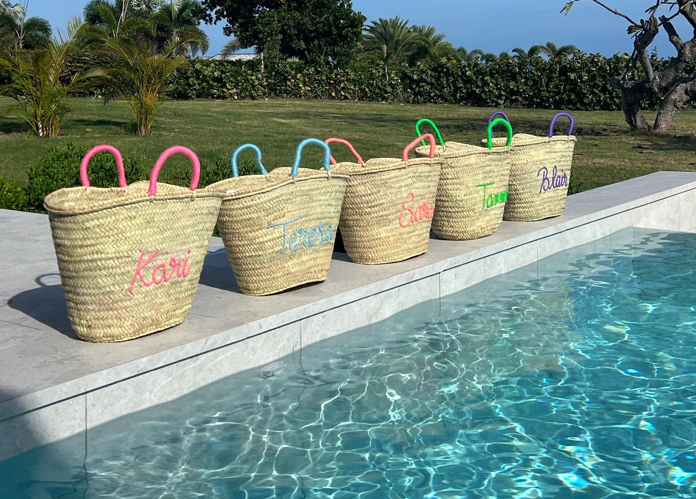 Pom pom beach bag Etsy