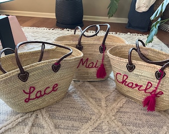 Customized Straw Bags Personalized Wedding Guest Gift Monogrammed Bag Bridal Shower Bags,Custom Beach Bag, Straw tote, Embroidered Bag