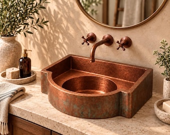 Handcrafted Hammered Copper Wall Sink Collection – Small, Medium & Large