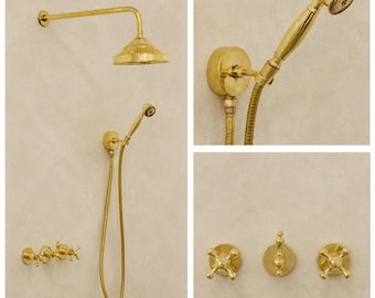 Moroccan Solid Brass Vintage Bathroom Faucet Set – Handmade Traditional