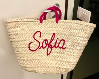 Personalised  Basket for bride, Bridesmaid Proposal Gift Bag, Custom beach bag gift for her, Girls Trip Bag, Tote Bags For Bridesmaid