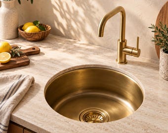 Handcrafted Round Solid Brass Sink – Moroccan Artisan Basin