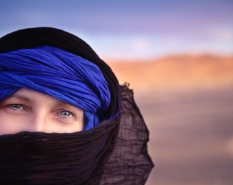 BUY ONE get ONE free - Moroccan Berber Tuareg Scarf- Long Handmade Ethnic, Tribal Turban Unisex Adult Rich Blue-Green-Pink-Red-