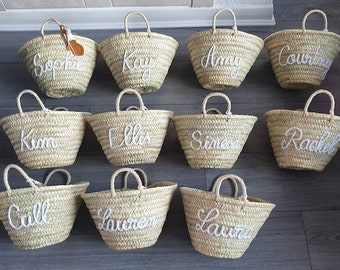 Gift Bag Bridesmaid Bag Customized, Personalized Party bridal handbag , Custom Bridesmaid Name Bag, Monogrammed Tote, Handmade basket