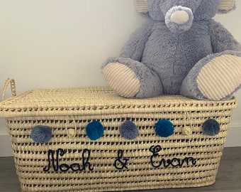 Malle de rangement en osier Personnalisé - Coffre de rangement en feuilles de palmier - Wicker Storage - Chest and Storage Basket