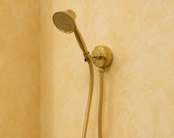 Handcrafted Brass Handheld Shower Set with Wall Mount & Flexible Hose