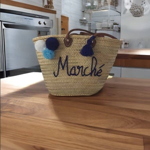 Anses en cuir de sac monogrammées personnalisées, sac de paille à personnaliser, sac de plage panier de marché personnalisé, sac cadeau pour demoiselles d'honneur maman mère