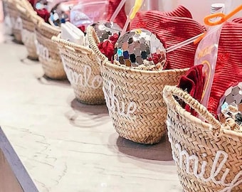 Wholesale Personalized Straw Basket, Bachelorette Bag, Bridesmaid Gift, Wedding Bags, Birthday Basket, Bridal Shower Bags & Favors