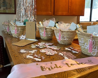Personalized Party Gift Bag Bridesmaid Bag Gift Bag with Name Beach Tote Custom Gift Bag, Customized Small Basket, embroidery basket