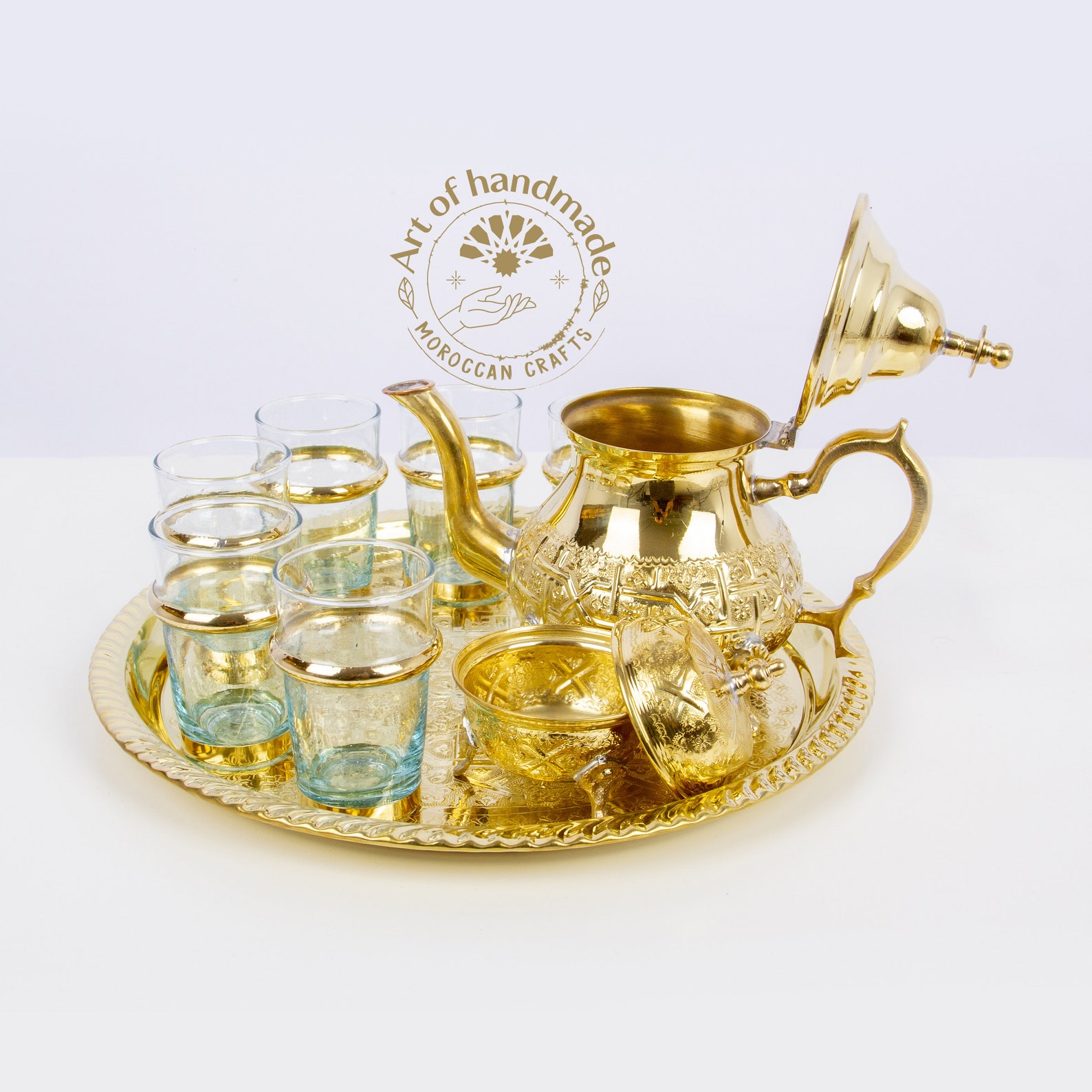 50 OFF 6 Vintage Moroccan Tea Glasses Authentic Teapot Etsy