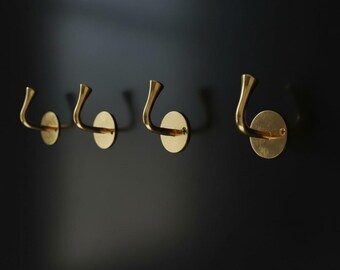 Solid Brass Robe Hook, Vintage Hooks Set,  Heavy Duty Single Hook, Wall Mount Robe Hooks, Brass Wall Hanger