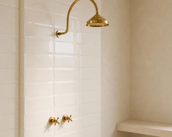 Handcrafted Brass Gooseneck Rain Shower with Square Showerhead