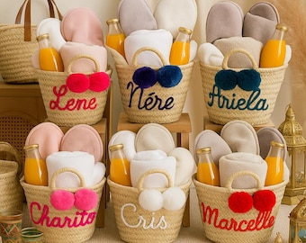 Personalized Beach Bag, Custom Straw HandBag, Bridesmaid Gifts Basket, Wedding Party Gifts, Summer Wedding Gift, Party Gifts, Bachelorette