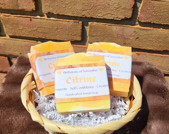 Citrine Crystal Inspired Soap | Sweet Orange, May Chang & Ginger | Handmade Artisan Soap | Prosperity and Confidence Gift